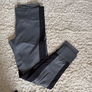 Athleta Gray and Black Mixed Material Leggings